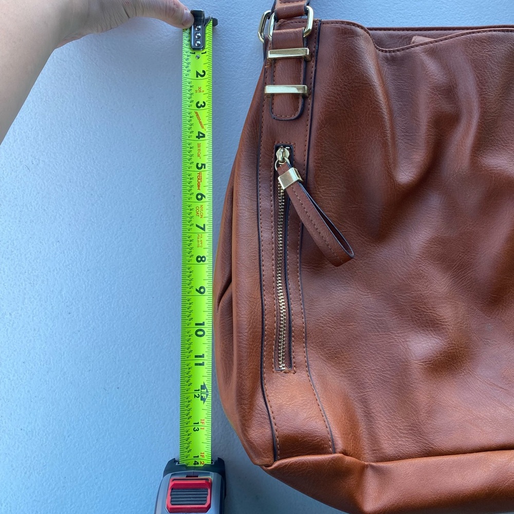 Faux Leather Brown Deep Pocket Bag - Picture 7 of 10
